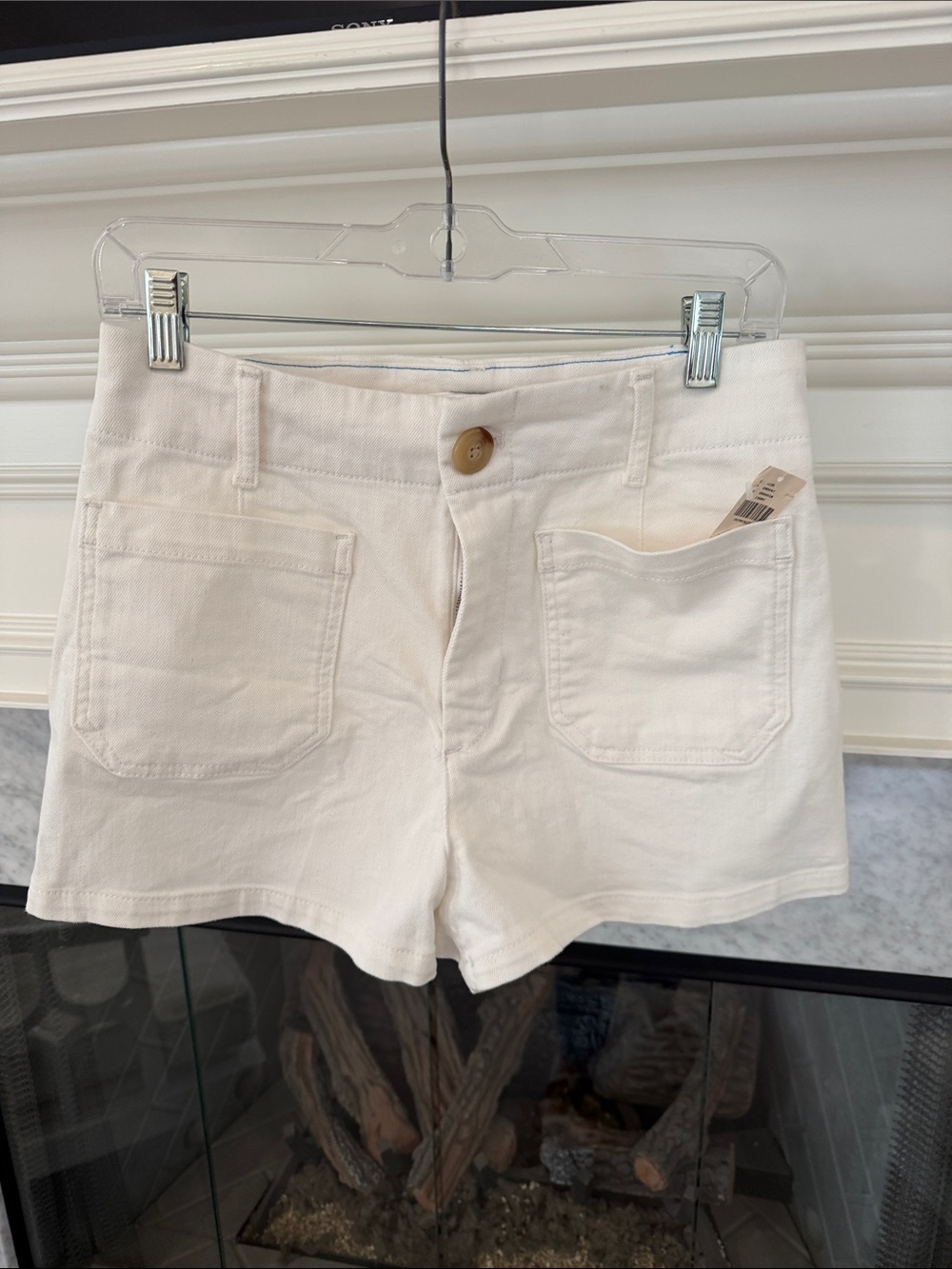 Anthropologie Maeve, Women's Cream High-Rise Cotton Shorts